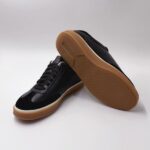 Mens Casual Walk Sneaker in Black Leather & Suede with a Gum Sole pair