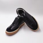 Men's Casual Walk Sneaker in Black Leather & Suede with a Gum Sole